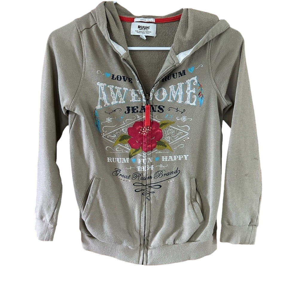 Ruum Zip Up Hooded Sweatshirt Girls Size Medium